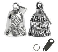 XFSRG 2 Piezas Campana Moto Guardian Bell Amuleto de Suerte para Motoristas Llavero de Campana de Ángel con Anillo para Colgar Accesorio para Moto Coche y Bicicleta