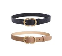 XFSRG 2 Piezas Cinturon Mujer Cinturón Dorado con Hebilla Cinturón Ajustable Adecuado para Vaqueros Vestidos Fajin(A)