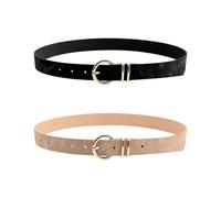 XFSRG 2 Piezas Cinturon Mujer Cinturón Dorado con Hebilla Cinturón Ajustable Adecuado para Vaqueros Vestidos Fajin(D)