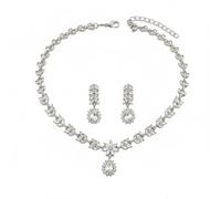 XFSRG 2 Piezas Conjunto de Joyas Mujer Conjunto de Collar y Pendientes Pedrería de Cristal Joyas Nupciales Accesorios para Bodas y Veladas para Múltiples Ocasiones