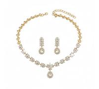 XFSRG 2 Piezas Conjunto de Joyas Mujer Conjunto de Collar y Pendientes Pedrería de Cristal Joyas Nupciales Accesorios para Bodas y Veladas para Múltiples Ocasiones