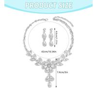 XFSRG 2 Piezas Conjunto Joyas Mujer Collar Pendientes Floral Cristal Brillante Elegante Adorno Nupcial Celebración Gargantilla Lujo