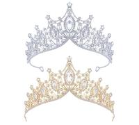 XFSRG 2 Piezas Cristal Tiara Mujer Lujo Vintage Corona Brillante y Elegante para Bailes Cumpleaños y Banquetes