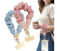 XFSRG 2 Piezas Cuerda para Movil de Muñeca Universal Moda Elástico Antirrobo Cordón con Parche Ultrafino Compatible la Mayoría de Fundas Teléfono(Rosa + Azul)