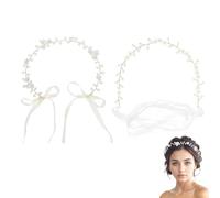 XFSRG 2 Piezas Diadema Mujer de Perlas Flores Boho Diadema de Comunión Flores Corona Diademas Nupcial Guirnalda Diademas Garland Floral Hairband Novia de Boda Cabello Accesorios Niñas Guirnalda