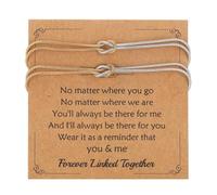 XFSRG 2 Piezas Doble Capa con Nudo Pulsera Mujer con Tarjeta Pulseras Elegante Ajustable Pulsera para Parejas Mejores Amigas