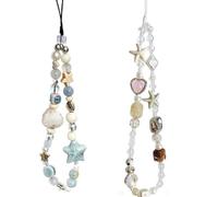 XFSRG 2 Piezas Estrella De Mar Y Concha Cordón Teléfono Como Charm Dije Con Perlas Para Smartphone Y Llaves Como Accesorio De Moda