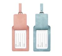 XFSRG 2 Piezas Etiqueta Maleta Viaje Set Moda PU Cueros Identificador Maletas con Etiqueta Nombre para Viajes de Negocios Vuelos(Rosa + Azul)
