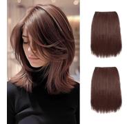 XFSRG 2 Piezas Extensiones de Cabello Natural Clip Invisible Sintético Postizos Moño Postizo Accesorios pelo Mujer 20cm (Marrón claro)