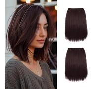 XFSRG 2 Piezas Extensiones de Cabello Natural Clip Invisible Sintético Postizos Moño Postizo Accesorios pelo Mujer 20cm (Marrón oscuro)