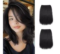 XFSRG 2 Piezas Extensiones de Cabello Natural Clip Invisible Sintético Postizos Moño Postizo Accesorios pelo Mujer 20cm (Marrón-negro)