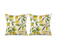 XFSRG 2 Piezas Funda Cojin 45x45cm Lino Cojines Decorativos Estampado Limones Almofadas para Sofa Exterior Hogar (Blanco, Limon, 45x45cm)