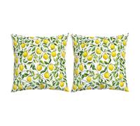 XFSRG 2 Piezas Fundas de Cojines Decorativos 40x40cm de Poliéster con Estampado de Limones para Sofá y Hogar Fundas de Almohadas para Sala de Estar y Dormitorio (Blanc, Citron-01, 40x40cm)