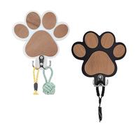 XFSRG 2 Piezas Ganchos de Pared Madera Perchero para Perros con Perros y Huellas de Patas para Dormitorio Baño Cocina