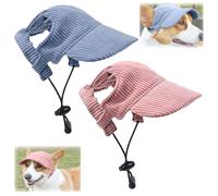 XFSRG 2 Piezas Gorra Perro de Béisbol Verano Protección Solar Transpirable Visera Gorra con Agujeros para Mascotas Deportes al Aire Libre (Azul + Rosa, L)