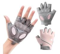 XFSRG 2 Piezas Guantes Gimnasio Mujer Hombre Antideslizantes con Muñequeras Gym Transpirables Protección para Levantamiento Pesas Fitness Entrenamiento Deportivo(M)