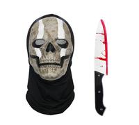 XFSRG 2 Piezas Halloween Scream Mask y Falso Cuchillo Sangriento Set de Espeluznantes Máscara Ghostface para Eventos Fiestas Disfraces Terror(Set D)