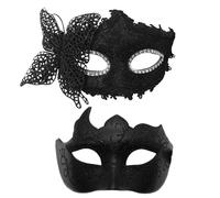 XFSRG 2 Piezas Máscara Veneciana Hombres Para Baile De Máscaras Y Cosplay Como Accesorio Mascarada Retro Para Halloween Carnaval Y Fiestas De Carnaval (Negro)
