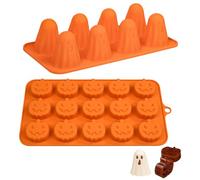 XFSRG 2 Piezas Moldes Halloween Silicona con Forma de Fantasma y Calabaza Molde de Silicona para Chocolates Caramelos Cubitos de Hielo Repostería Casera y Decoración de Fiestas