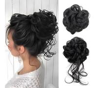 XFSRG 2 Piezas Moño Desordenado Pieza de Cabello Updo Falso Scrunchies Natural Rizado Ondulado Postizo Moño Sintético Pelo Desordenado para Mujeres Niñas (Negro)