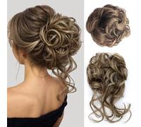 XFSRG 2 Piezas Moño Desordenado Pieza de Cabello Updo Falso Scrunchies Natural Rizado Ondulado Postizo Moño Sintético Pelo Desordenado para Mujeres Niñas (Marrón claro)