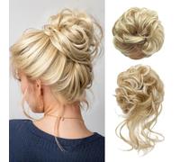 XFSRG 2 Piezas Moño Desordenado Pieza de Cabello Updo Falso Scrunchies Natural Rizado Ondulado Postizo Moño Sintético Pelo Desordenado para Mujeres Niñas (Dorado)