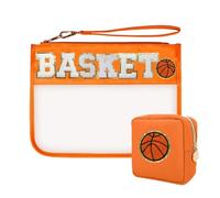 XFSRG 2 Piezas Neceser de Aseo Transparente Estuche Cuadrado Bolsa Aseo Neceser Viaje Transparente Avión Líquidos para Viaje en Avión Bolsa de Cosméticos (Naranja)