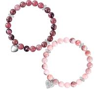 XFSRG 2 Piezas Piedras Naturales Pulseras Mujer Colgante en Forma de Corazón Pulsera Elegancia Retro Accesorios de Moda Personalizados