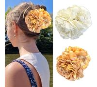 XFSRG 2 Piezas Pinzas Pelo Mujer Flor Pinza Pelo Moda Clip Ideales para Peinados de Diario y Fiesta(Blanco y Amarillo)