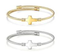 XFSRG 2 Piezas Pulsera Cruz para Mujer Acero Inoxidable Pulsera Cristiana