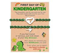 XFSRG 2 Piezas Pulsera Jóvenes Dinosaurio con Corazón Pulseras Hombre Trenzadas Cordón Ajustable Joyas Acero Inoxidable para Escuela Amistad Regalo (Verde)