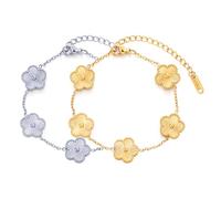 XFSRG 2 Piezas Pulsera Mujer 18K Trebol de Cuatro Hojas la Suerte Elegantes Ajustable Joyas Regalos para Vida Diaria Bodas(Oro + Plata)