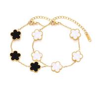XFSRG 2 Piezas Pulsera Mujer 18K Trebol de Cuatro Hojas la Suerte Elegantes Ajustable Joyas Regalos para Vida Diaria Bodas(Oro)