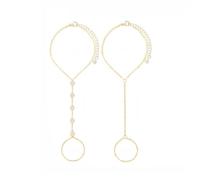 XFSRG 2 Piezas Pulsera para Mujer Chapada en Oro de 14K Apilables Delicadas Boho Pulsera con Anillo de Dedo Cadena Regalo de Joyas para Mujeres Niñas (Oro 2)