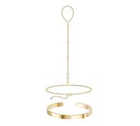 XFSRG 2 Piezas Pulsera para Mujer Chapada en Oro de 14K Apilables Delicadas Boho Pulsera con Anillo de Dedo Cadena Regalo de Joyas para Mujeres Niñas (Oro 3)