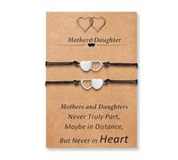 XFSRG 2 Piezas Pulseras Madre e Hija Pulsera Corazón Regolabili Larga Distancia con Carta di Auguri Regalos de Cumpleaños para Madre e Hija Niñas (Set 1)
