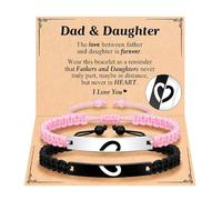 XFSRG 2 Piezas Pulseras Mujer Hombre Acero Inoxidable Pulsera Ajustable Hermanos Hermanas Padre Hija Lazos Familiares Joyas Mujer Cordón Trenzado Pulseras (Rosa & Negro, B)