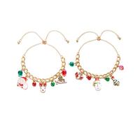 XFSRG 2 Piezas Pulseras Mujer Pulsera de Navidad Cadena con Dijes Festivos Joyas de Mujer Ajustable Brazalete con Colgantes Navideños Accesorios para Fiestas Invernales (B)