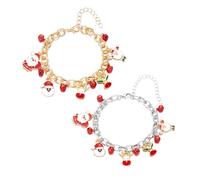 XFSRG 2 Piezas Pulseras Navidad Mujer Cadena con Dijes Festivos Joyas de Navidad Mujer Pulsera con Colgantes Navideños Brazalete Ajustable Joyería Festiva Regalo para Niña (D)