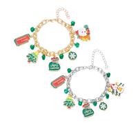 XFSRG 2 Piezas Pulseras Navidad Mujer Cadena con Dijes Festivos Joyas de Navidad Mujer Pulsera con Colgantes Navideños Brazalete Ajustable Joyería Festiva Regalo para Niña (A)