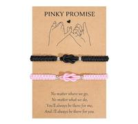XFSRG 2 Piezas Pulseras para Parejas Pulsera Trenzado Ajustable Bracelets Amistad con Carta di Auguri Regalo San Valentín para Novio Novia Marido Esposa Familia Amigos (Rosa + Negro)