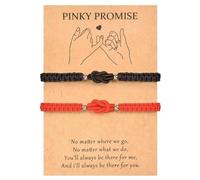 XFSRG 2 Piezas Pulseras para Parejas Pulsera Trenzado Ajustable Bracelets Amistad con Carta di Auguri Regalo San Valentín para Novio Novia Marido Esposa Familia Amigos (Negro + Rojo)