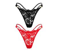 XFSRG 2 Piezas Tangas de Mujer Encaje Bragas Tangas Pack Sexy T Cintura Baja Braguitas Translúcido Antideslizante Bikini Tangas Paquete Múltiple（L）