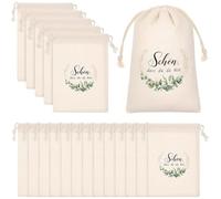XFSRG 20 Piezas Bolsa de Tela con Cordón Pequeña Bolsa de Algodón con Danke Schön/Dass Du Da Bist para Regalos de Fiesta Bodas Bautizos Confirmaciones Cumpleaños (Beige 2)