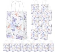 XFSRG 20 Piezas Bolsas de Regalo con Mariposas con Asa Bolsas Papel Kraft de Cumpleaños para Niñas Mariposas de Fiesta Bodas Bautizos Confirmaciones Cumpleaños (Morado 1)