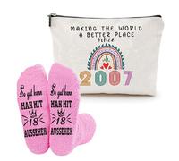 XFSRG 2007 Neceser De Maquillaje Y Calcetines 18 Cumpleaños Mujer Neceser Personalizado Regalo Cumpleaños Estuche Maquillaje 18 Años Regalos Personalizados para Mujer