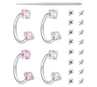 XFSRG 21 Piezas Septum Piercing Nariz Aro 16G Acero Inoxidable Pendientes para Mujer Oro Plata Horseshoe Nose Rings Cartilago Anillo Nariz Helix Tragus Joyeria Body Piercing (Plateado)