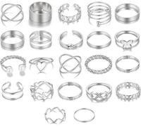 XFSRG 22 Piezas Conjunto Anillos Mujer Ajustables Variados Diseños Geométricos Minimalistas Apilables Elegantes Joyas Femeninas