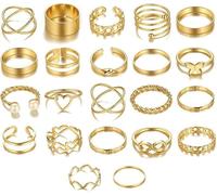 XFSRG 22 Piezas Conjunto Anillos Mujer Ajustables Variados Diseños Geométricos Minimalistas Apilables Elegantes Joyas Femeninas