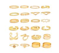 XFSRG 24 Piezas Anillos Mujer Diseño Geométrico Conjunto de Anillos Vintage Elegante Anillo Ajustable Regalos de Cumpleaños y Aniversario